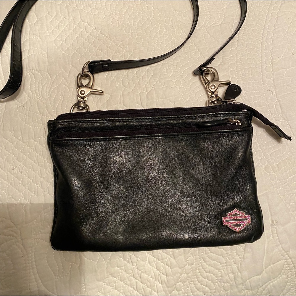 Harley Davidson black soft leather crossbody. Perfect for smaller items.